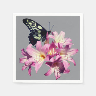Serviette En Papier Lilac Flowers and Butterfly Paper Napkins