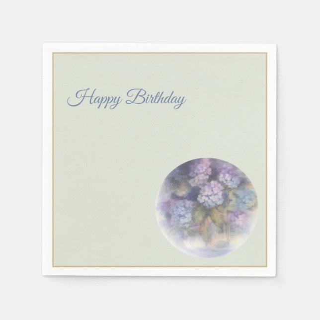 Serviette En Papier Lilac Hydrangea Happy Birthday Cocktail Napkins (Devant)