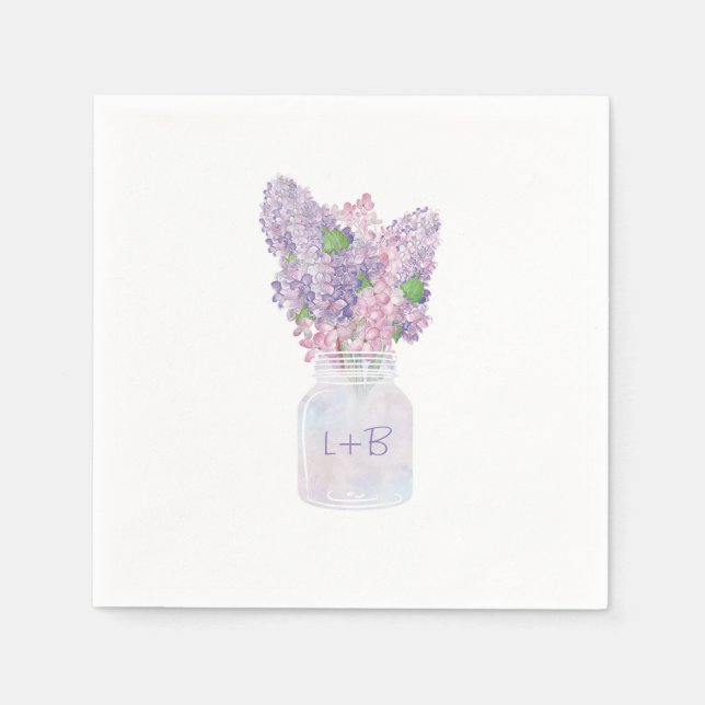 Serviette En Papier Lilac Mason Jar Mariage élégant et rustique (Devant)