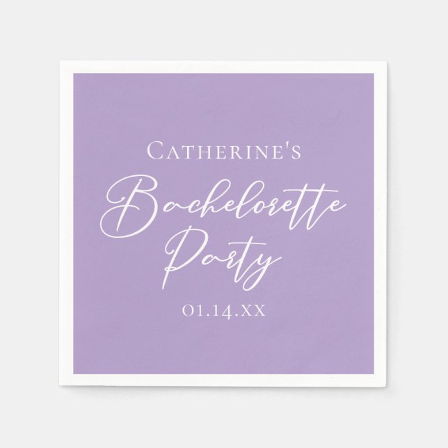 Serviette En Papier Lilac Purple Bachelorette Party Personalized (Devant)