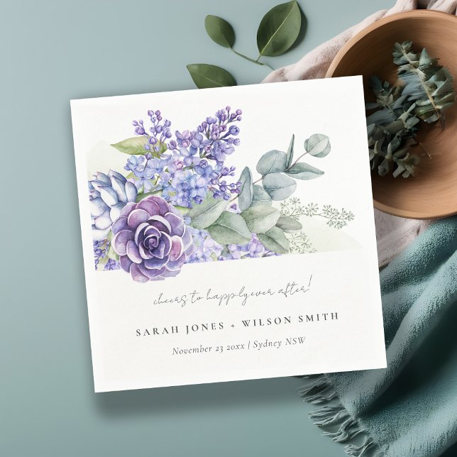Serviette En Papier Lilac Succulent Eucalyptus Botanical Bunch Mariage (Créateur téléchargé)