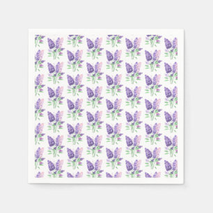 Serviette En Papier Lilacs Fleurs violettes Aquarelle Motif de la natu