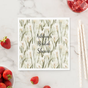 Serviette En Papier Lilas de calla blancs Fleurs Mariage