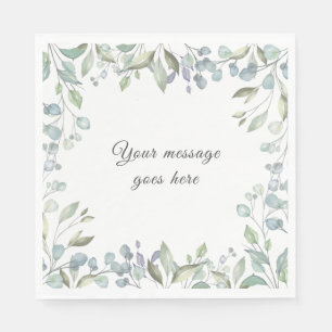 Serviette En Papier Lilas et verdure florale verte sauge Votre message
