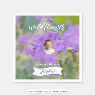 Serviette En Papier Lilas Fleur Sauvage Photo Personnalisée Bébé Joyeu