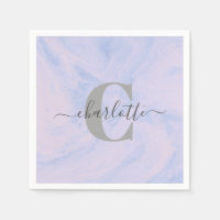 Lilas Lavande Marbre Élégant Monogramme Nom 