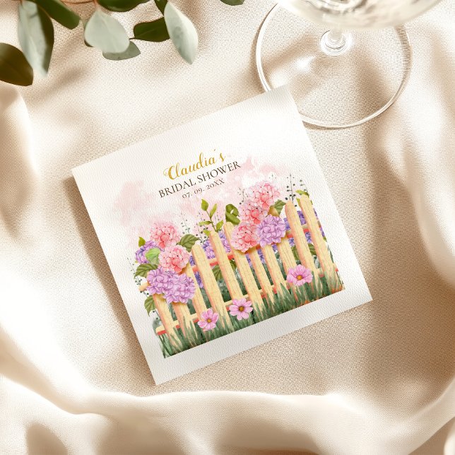 Serviette En Papier Lilas Rose Hydrangea Mariage Frais Marché  (Créateur téléchargé)