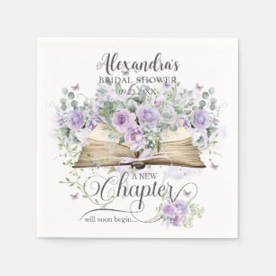 Serviette En Papier Lilas Violet Floral Livre Nouveau Chapitre Enterre