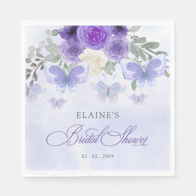 Serviette En Papier Lilas Violet Lifetime de Papillons Enterrement de  (Devant)