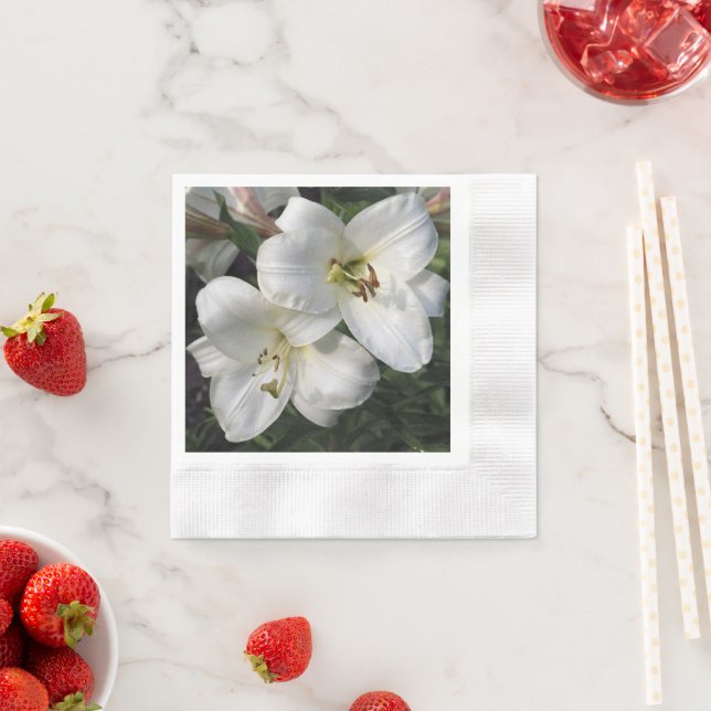 Serviette En Papier Lilies blanches (En situation)