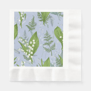 Serviette En Papier Lily de Vallée avec des fougères    Bleu Clair
