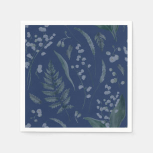Serviette En Papier Lily de Vallée avec des fougères Naples bleu cl