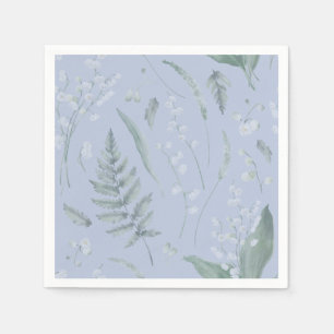 Serviette En Papier Lily de Vallée avec des fougères Naples bleu cl