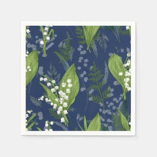 Serviette En Papier Lily de Vallée avec des fougères serviettes ble