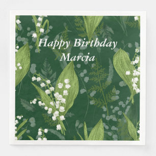 Serviette En Papier Lily de Vallée avec des fougères Vert Foncé