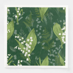 Serviette En Papier Lily de Vallée avec des fougères    Vert Foncé