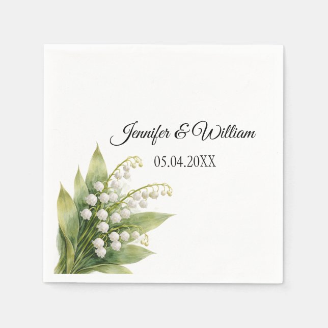 Serviette En Papier Lily Of The Valley White Floral Wedding (Devant)