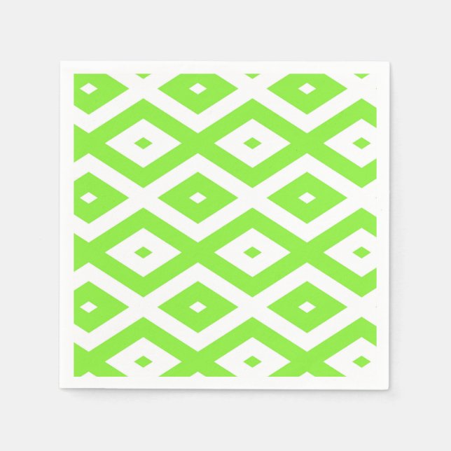 Serviette En Papier Lime green and white diamond pattern (Devant)