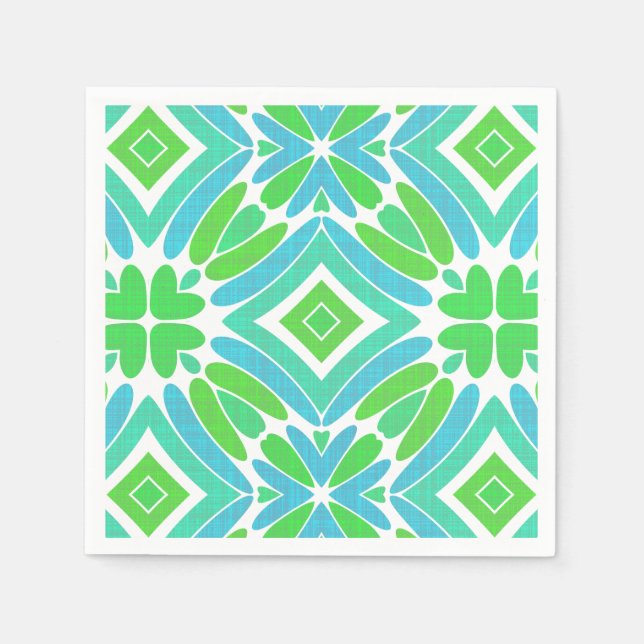 Serviette En Papier Lime Green Aqua Turquoise Retro Motif Imaginaire (Devant)