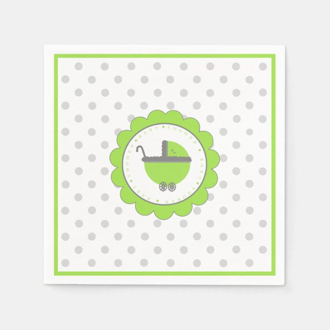 Serviette En Papier Lime vert et Baby shower gris (Devant)