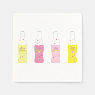 Serviette En Papier Limonade Rose Soda Pop Vintage Rayures Été