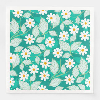 Serviette En Papier Lindos diseño de flores blancas y hojas