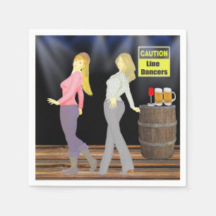 Serviette En Papier Line Dancing Women With Caution Sign Party