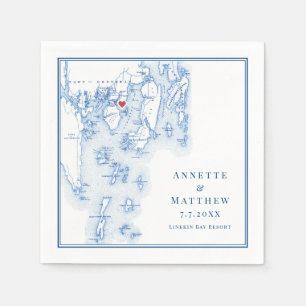 Serviette En Papier Linekin Bay Resort Maine Map Élégant Mariage de la