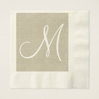 Serviette En Papier Linen rustique initial | Papier mariage
