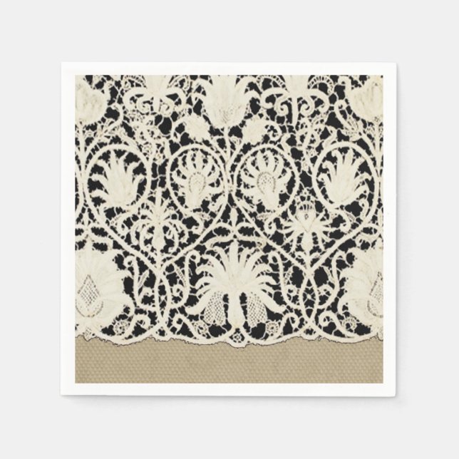 Serviette En Papier Linge de dentelle mariage blanc classique jolie (Devant)