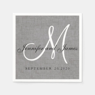 Serviette En Papier Linge gris moderne Monogramme Papier Mariage