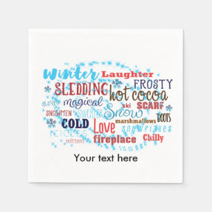 Serviette En Papier Linguistique d'hiver Typographie Fête Vacances Nap