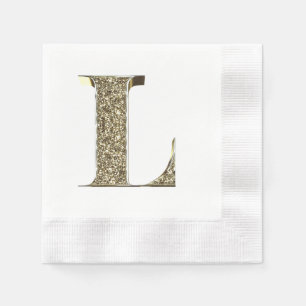 Serviette En Papier L'initiale décorée d'un monogramme L or de lettr