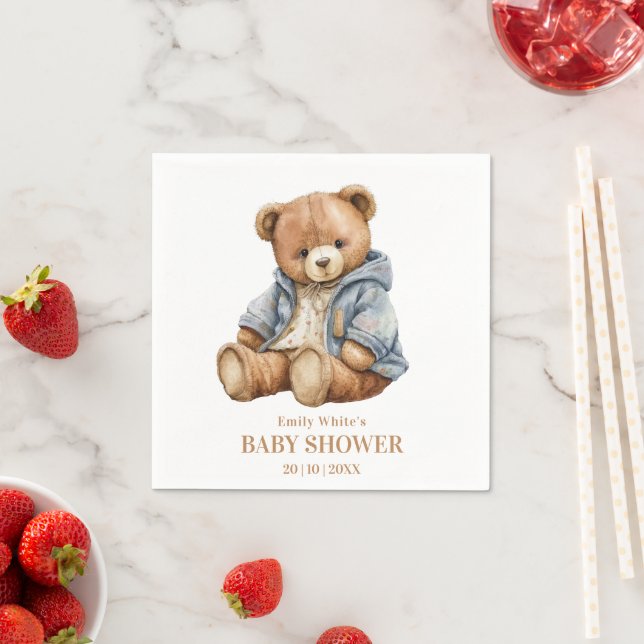 Serviette En Papier L'Invitation Baby shower De L'Ours En Teddy Peut A (En situation)