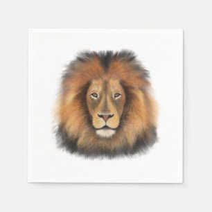 Serviette En Papier lion aquarelle Leo roi safari animal jungle chat
