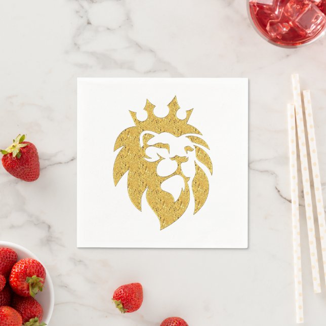 Serviette En Papier Lion Avec Couronne - Style Or 1 (En situation)