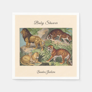 Serviette En Papier Lion cat jungle Sexe neutre Baby shower par courri