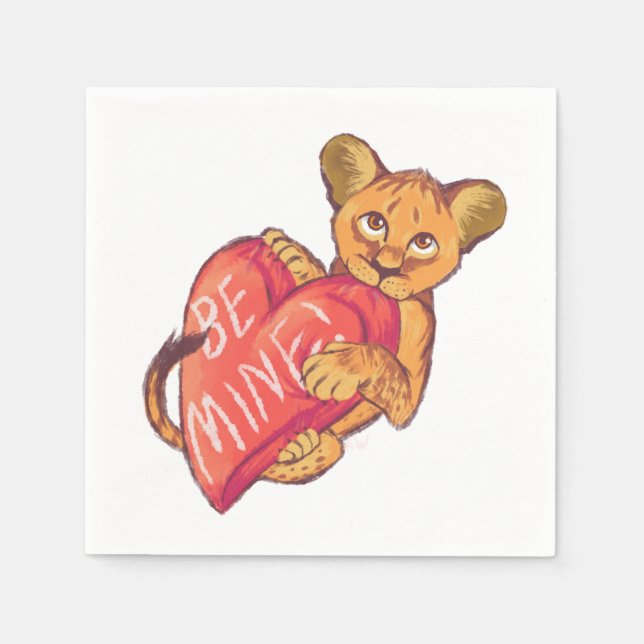 Serviette En Papier Lion Cub Valentine (Devant)