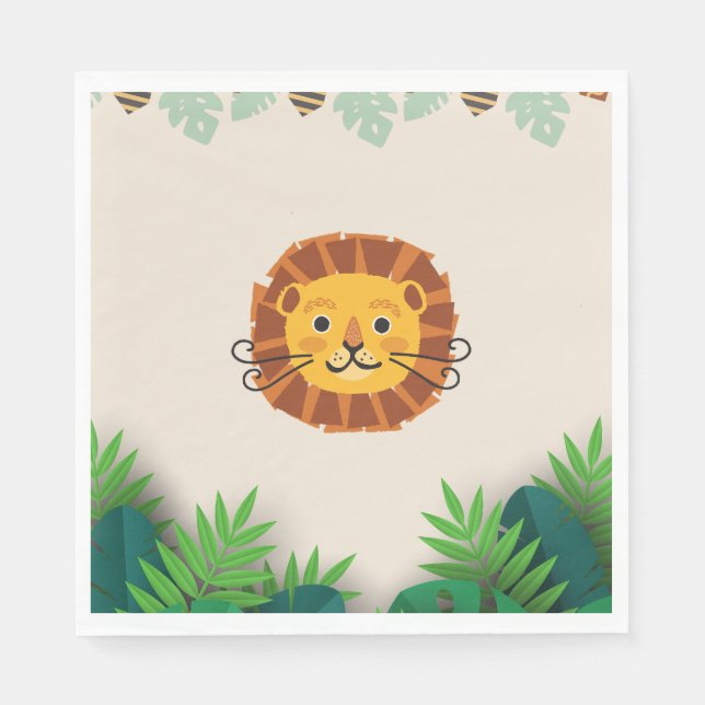 Serviette En Papier lion d'anniversaire de la jungle (Devant)