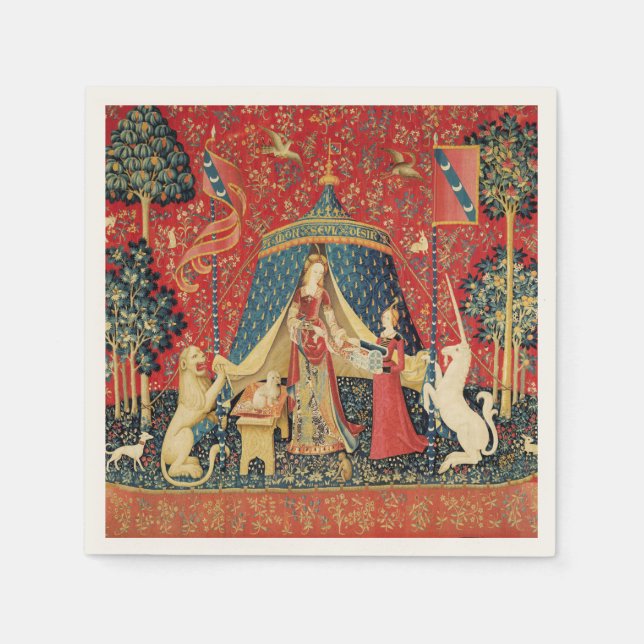 Serviette En Papier Lion D'ENFANCE ET D'UNICORN, Fleurs D'Imaginaires, (Devant)