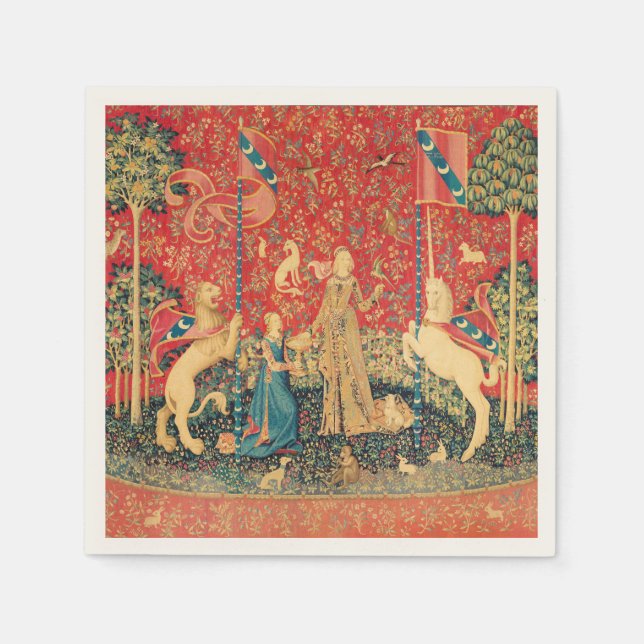 Serviette En Papier Lion D'ENFANCE ET D'UNICORN, Fleurs D'Imaginaires, (Devant)