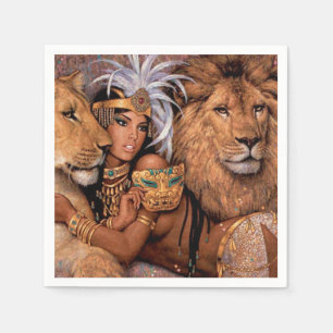 Serviette En Papier Lion Goddess Egyptian Princess Napkin