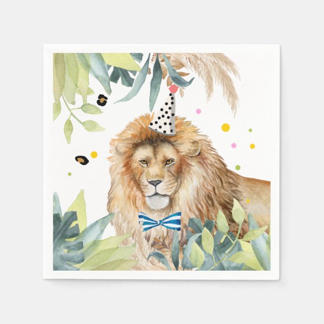 Serviette En Papier Lion Party Animaux Jungle Anniversaire Safari (Devant)