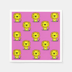 Serviette En Papier Lion rose mignon