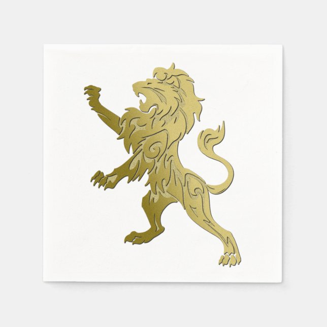 Serviette En Papier Lion royal doré (Devant)