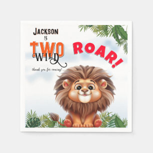 Serviette En Papier Lion Safari Deux Enfants Sauvages Anniversaire