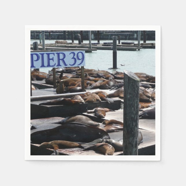 Serviette En Papier Lions de mer de Pier 39 (Devant)