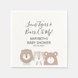 Serviette En Papier Lions Tigres et ours Baby shower animal serviettes