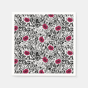Serviette En Papier Lipstick Lipstick moderne B&W Motif