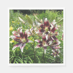 Serviette En Papier Lis asiatiques de crème de Bourgogne, Daylilies